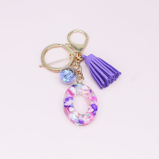 Fashion Tassel Keychains with A-Z Initials for Handbags