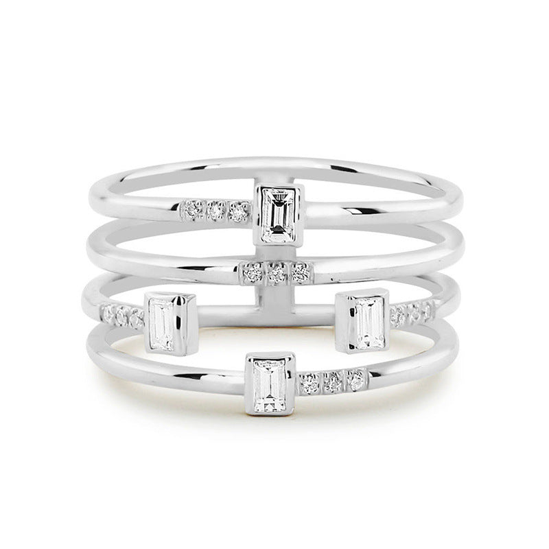 Women’s Silver-Plated Zircon Ring for Parties