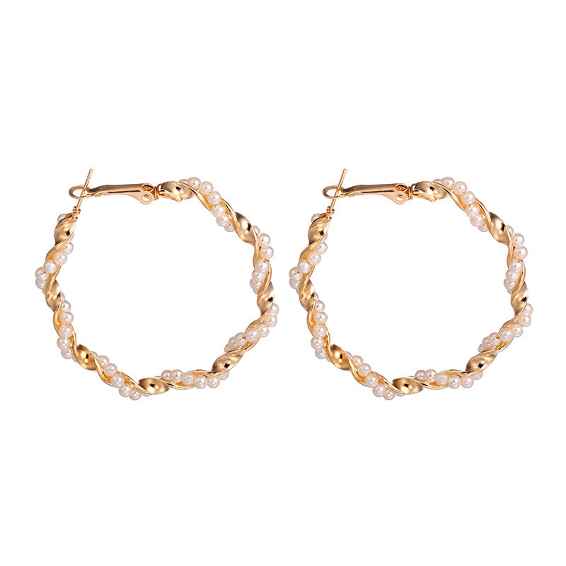 Metal Pearl Drop Earrings