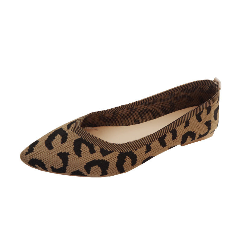 2022 Spring Women’s Woven Leopard Print Flat Shoes