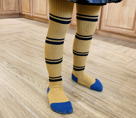 Striped Color Block Cotton Tights for Girls