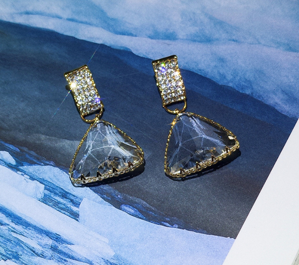 Geometric Triangle Crystal Earrings (Set of Earrings)