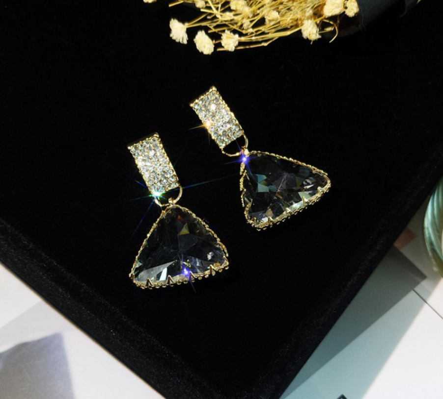Geometric Triangle Crystal Earrings (Set of Earrings)