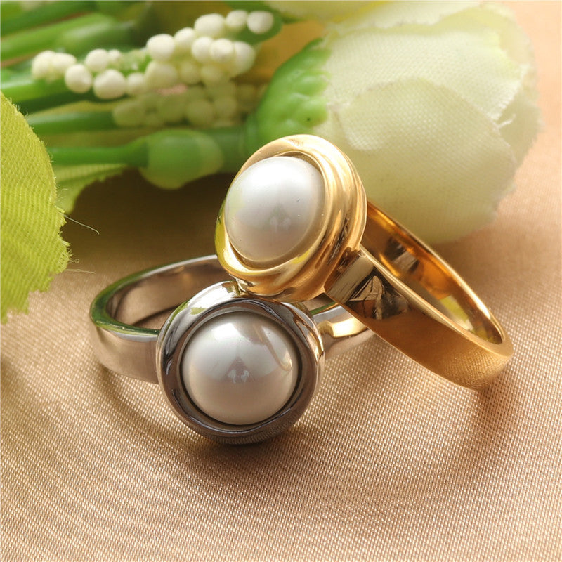 Fashion Titanium Steel Natural Stone Women's Ring