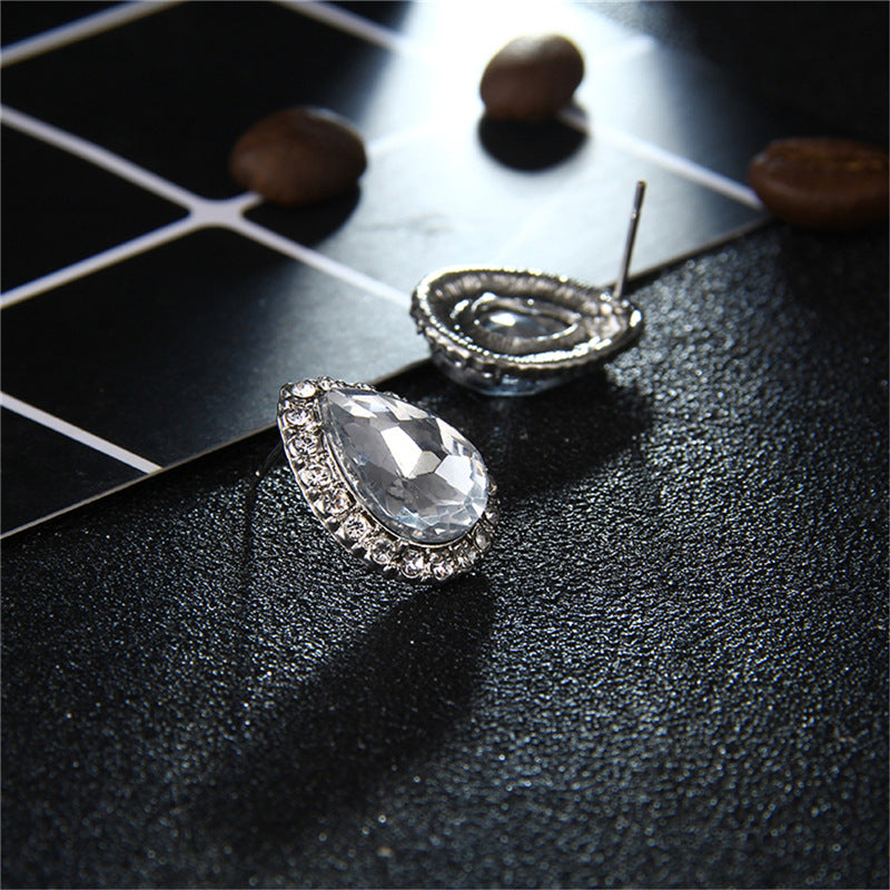 Crystal Water Drop Earrings - Fashion Korean Studs
