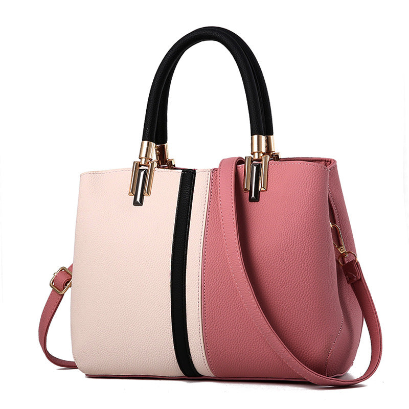 Women's Color Block Shoulder Bag - Stylish Casual Tote