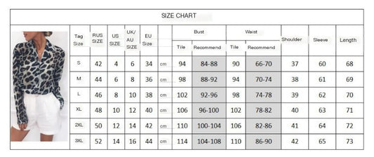 Long Sleeve Chiffon Leopard Print Women’s Shirt