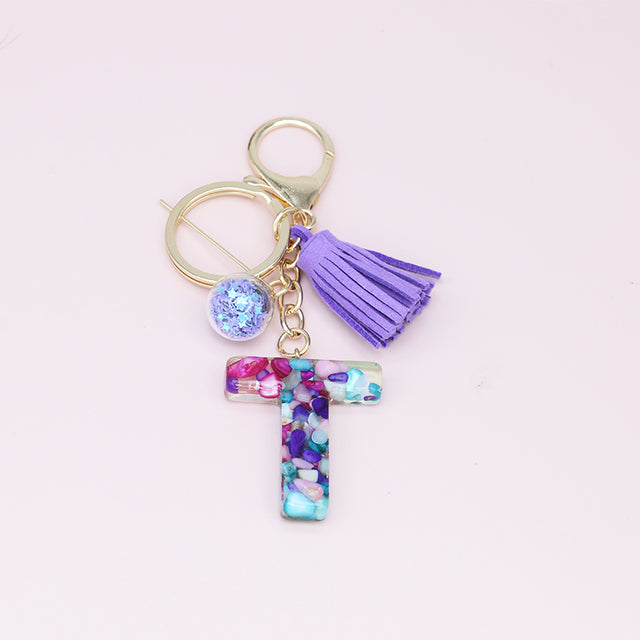 Fashion Tassel Keychains with A-Z Initials for Handbags
