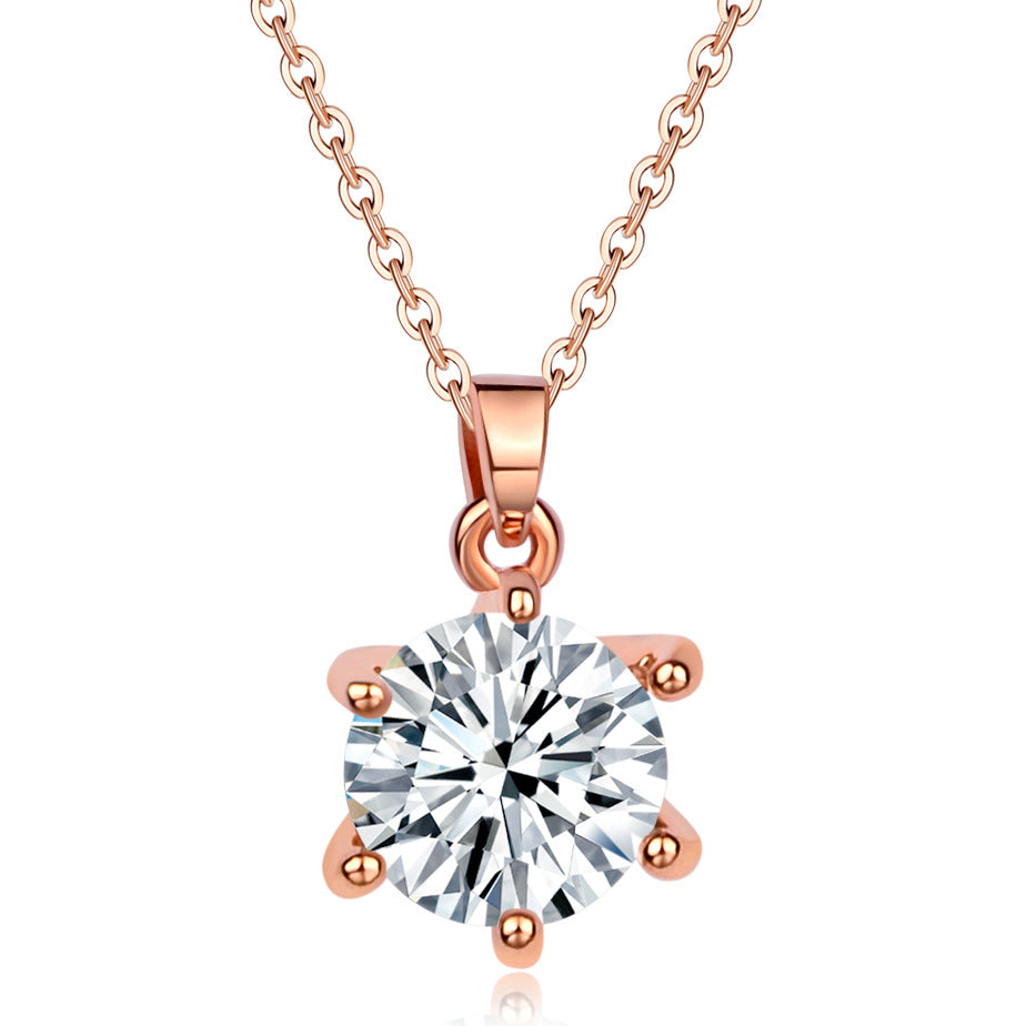 Rose Gold Star Pendant Necklace with Zirconia (Women’s)