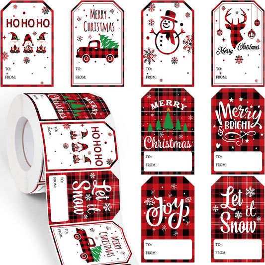 800 Pieces Christmas Tags Christmas to from Labels Self Adhesive Christmas Tag Christmas Stickers Tag Sticker Christmas Paper Tags for Decorations 8 Styles (Snowman Style)