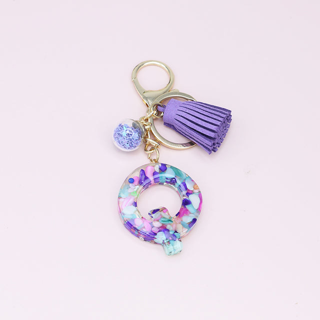 Fashion Tassel Keychains with A-Z Initials for Handbags