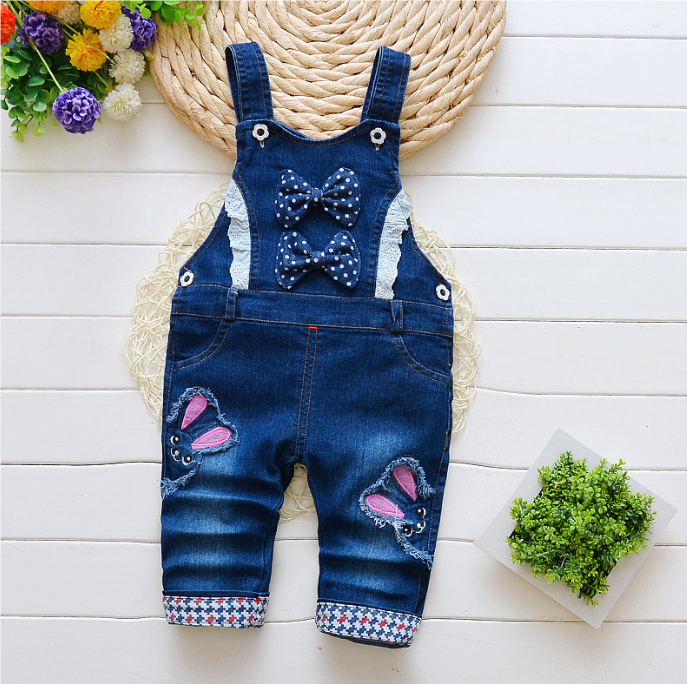 American Style Girl Faded Jeans Jumpsuit