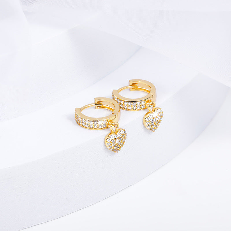 Fashion Heart-Shaped Earrings with Zirconia for Women