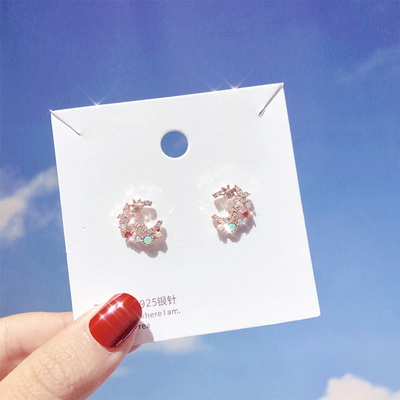 Petal Earrings, Pearl Studs, Colorful Drop Earrings