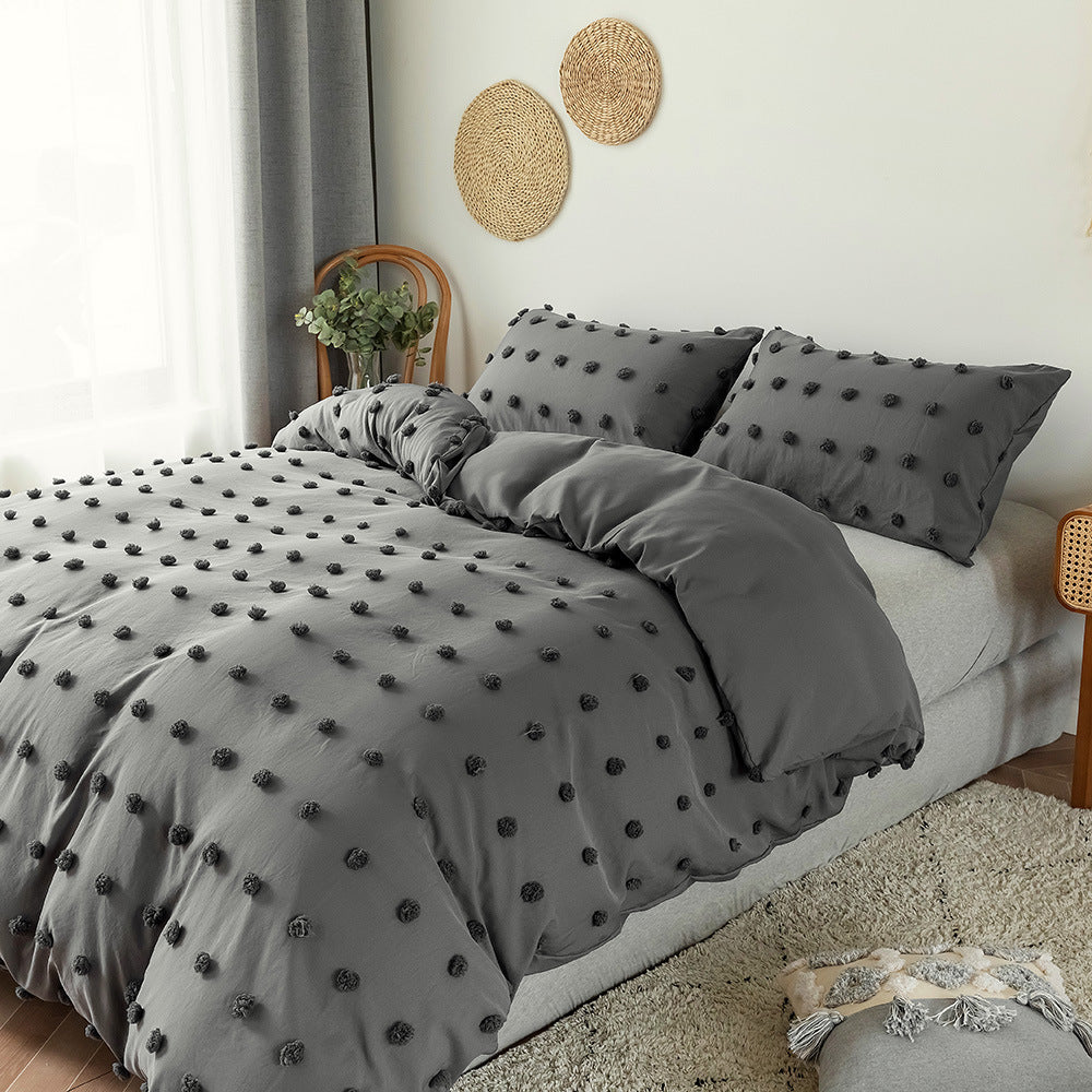 Cross-Border Manufacturer Solid Color Bedding Set (3 Pieces)