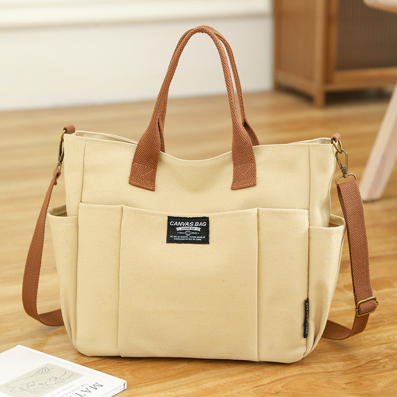 Large Capacity Women’s Canvas Tote & Crossbody Bag