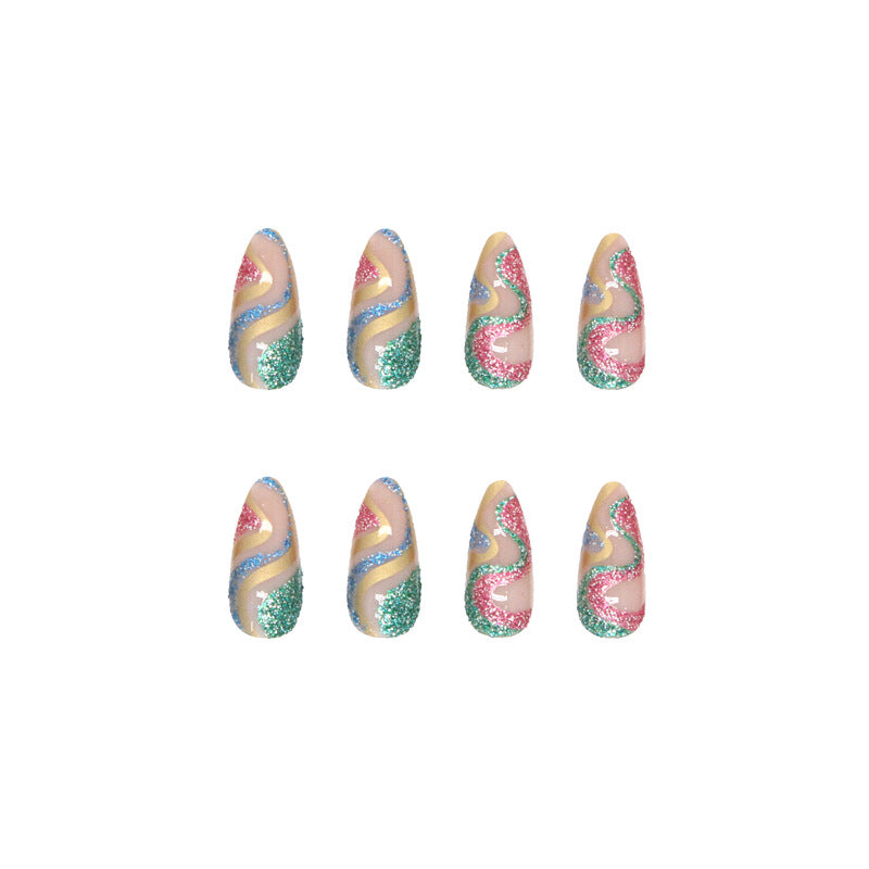 24pcs Shiny Acrylic Press On Almond Nail Tips