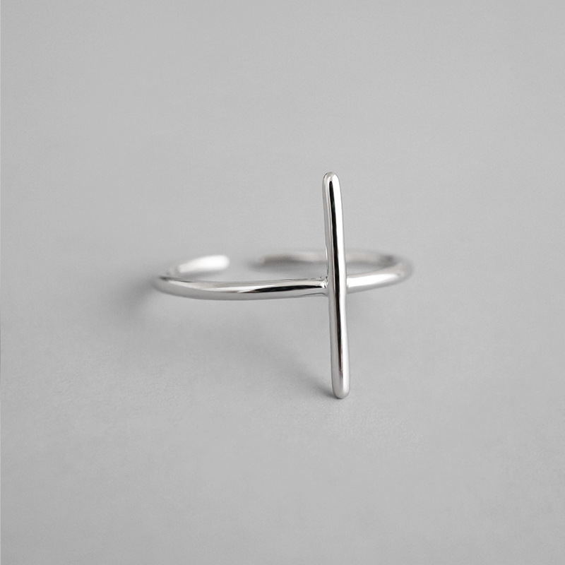 Minimalist Fashion Ring, Cross Cylinder Geometric Ring