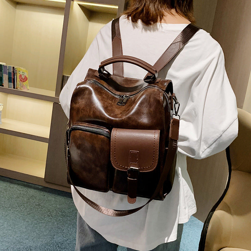 Vintage Large Capacity PU Leather Women’s Backpack Bag