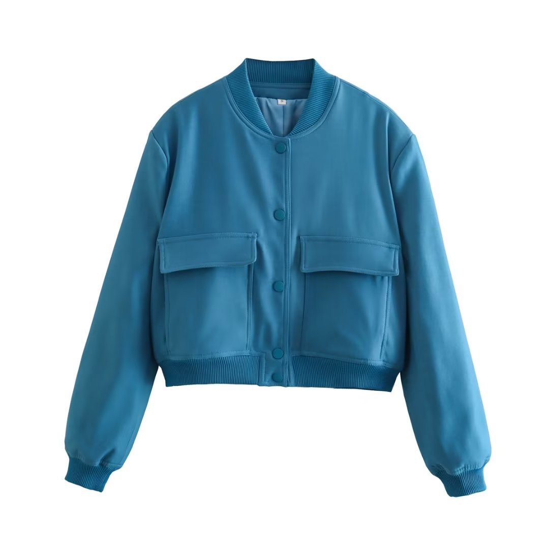 Women’s Jacket with Stand Collar and Pockets (A19621)