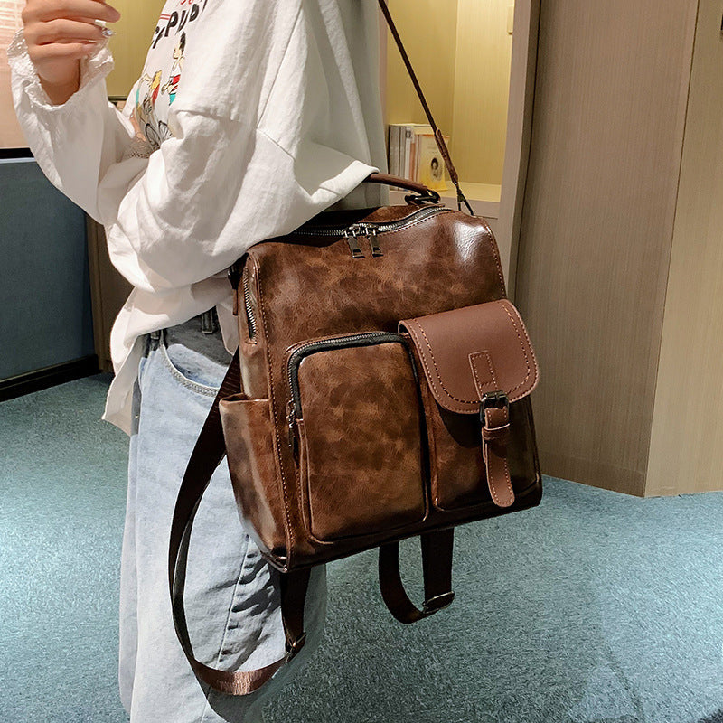 Vintage Large Capacity PU Leather Women’s Backpack Bag