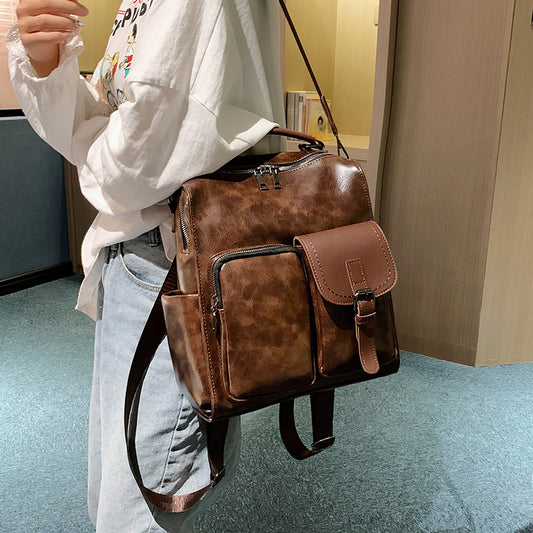 Vintage Large Capacity PU Leather Women’s Backpack Bag