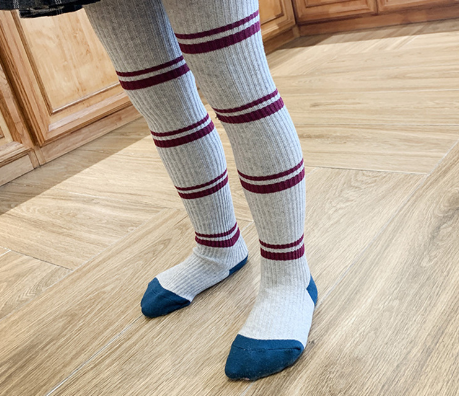 Striped Color Block Cotton Tights for Girls
