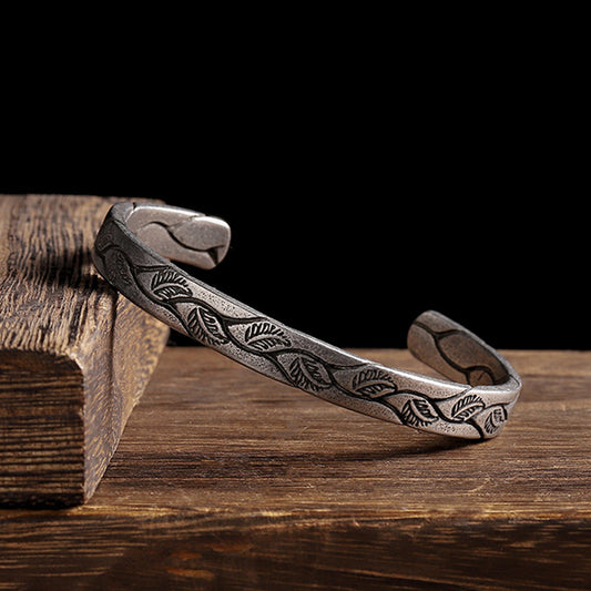 Vintage Viking Men's Bracelet with Creative Feather Leaf Design