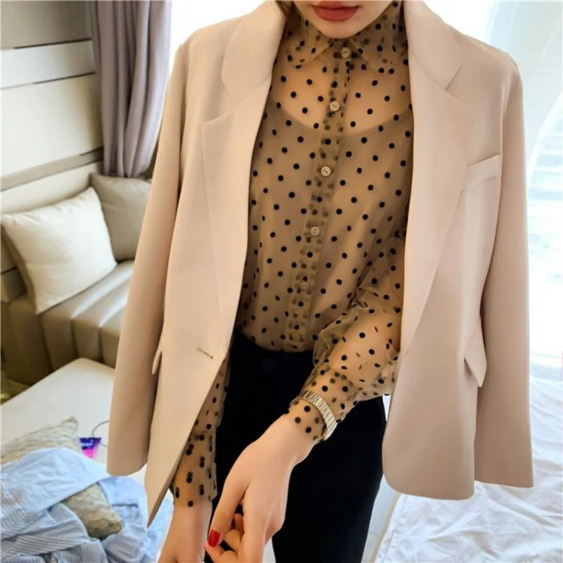 Chic 2pcs Polka Dot Women’s Set with Peter Pan Collar
