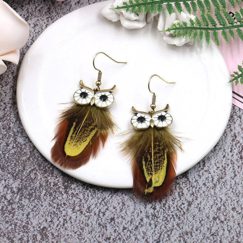 Owl Feather Earrings (Set of Owl Earrings)