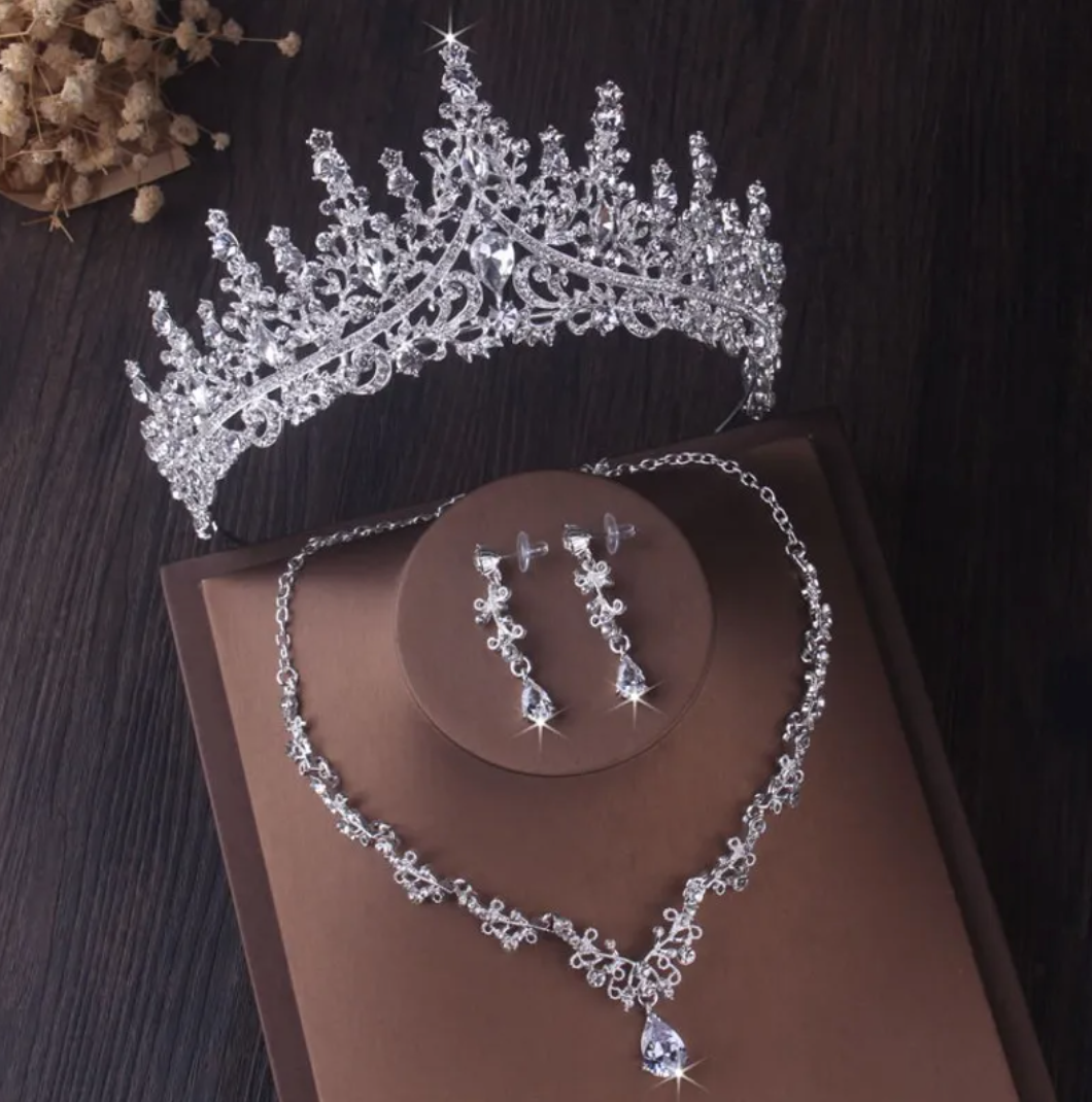 Silver Crystal Bridal Jewelry Set
