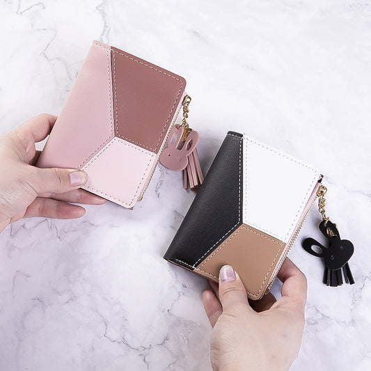 Trendy Short Women's Zipper Wallet with Tassels