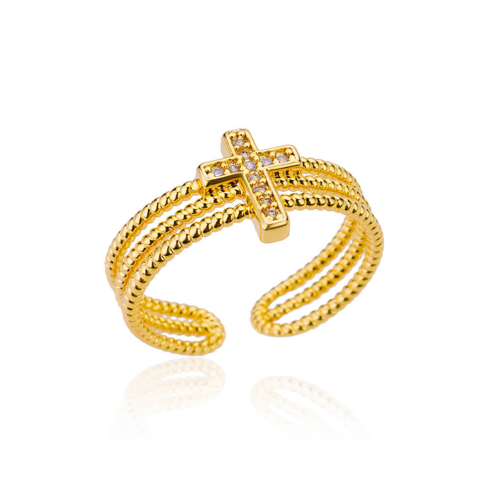 Minimalist Open Finger Ring with Zirconia Branch Design