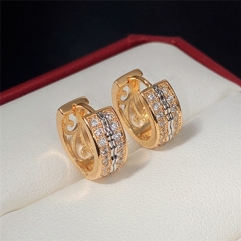 Hip Hop Style Unisex Earrings with Zircon Stone (Wholesale)