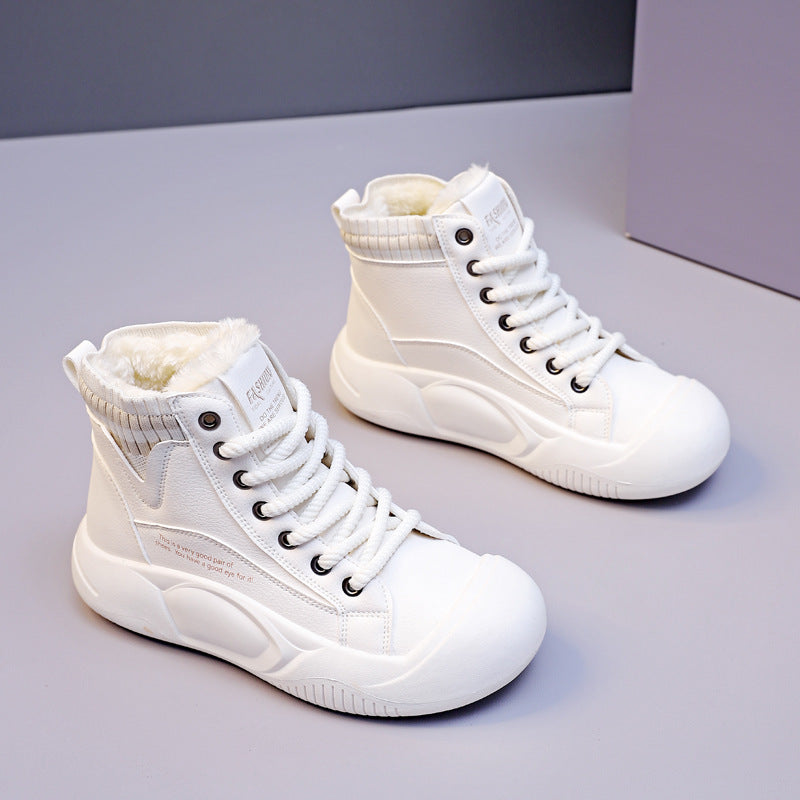 Women's Fleece-lined High-top Casual Shoes for Fall/Winter
