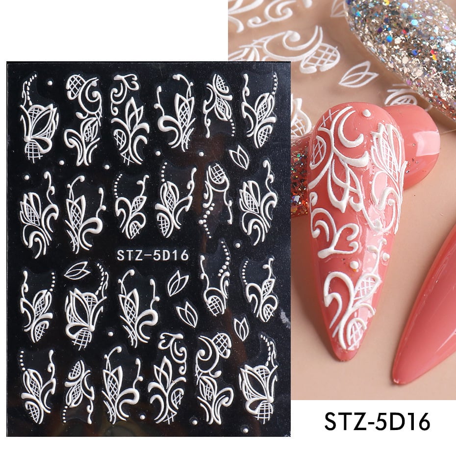 5D Stereo Carved Rose Nail Stickers