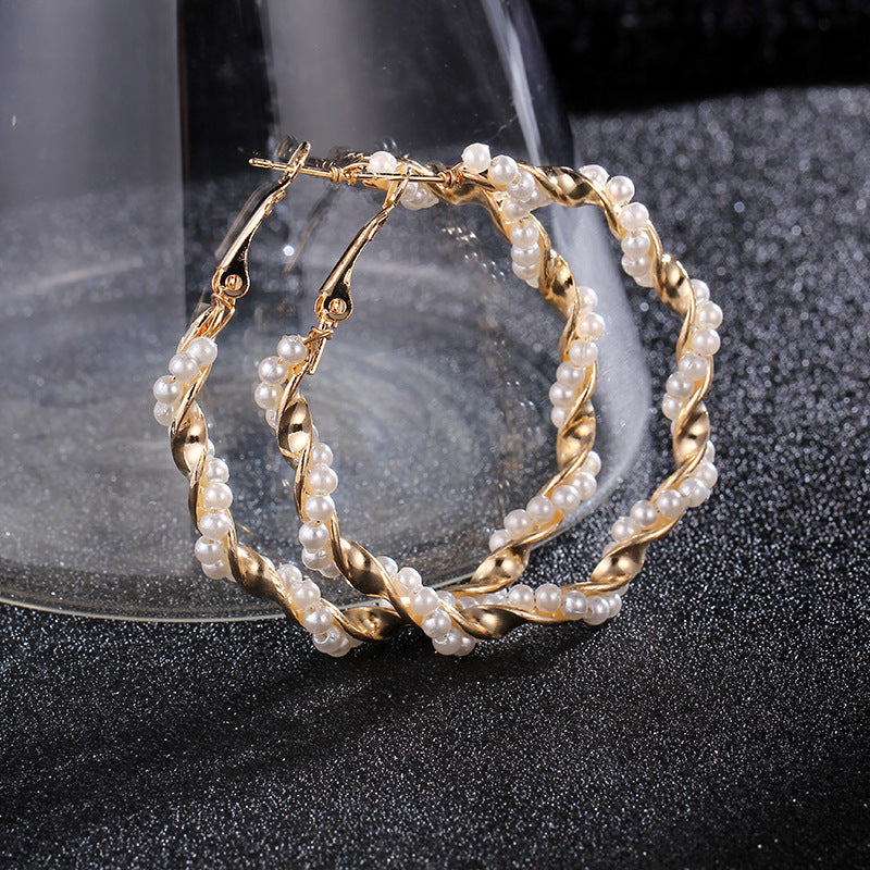 Metal Pearl Drop Earrings