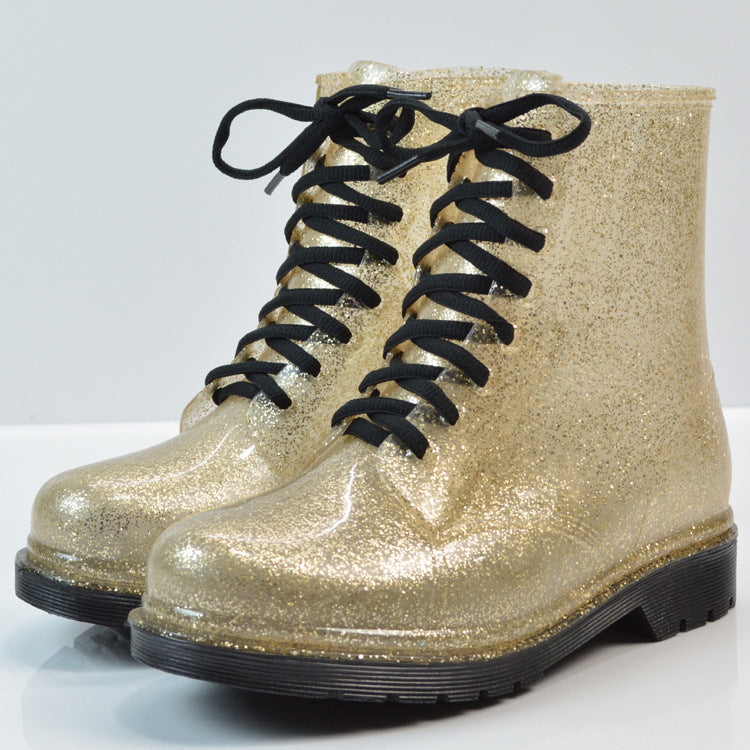 Fashionable Mid-Calf Lace-up Women’s Rain Boots