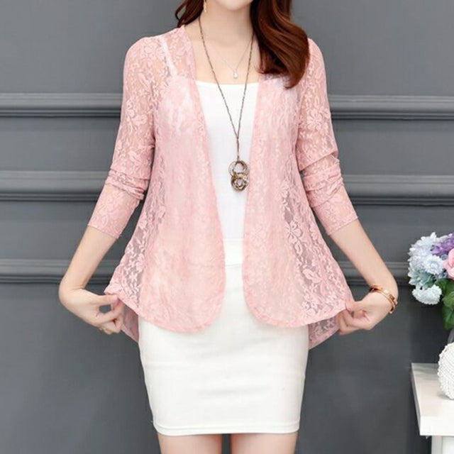 Women’s Summer Hollow Cardigan Blouse with Long Sleeves