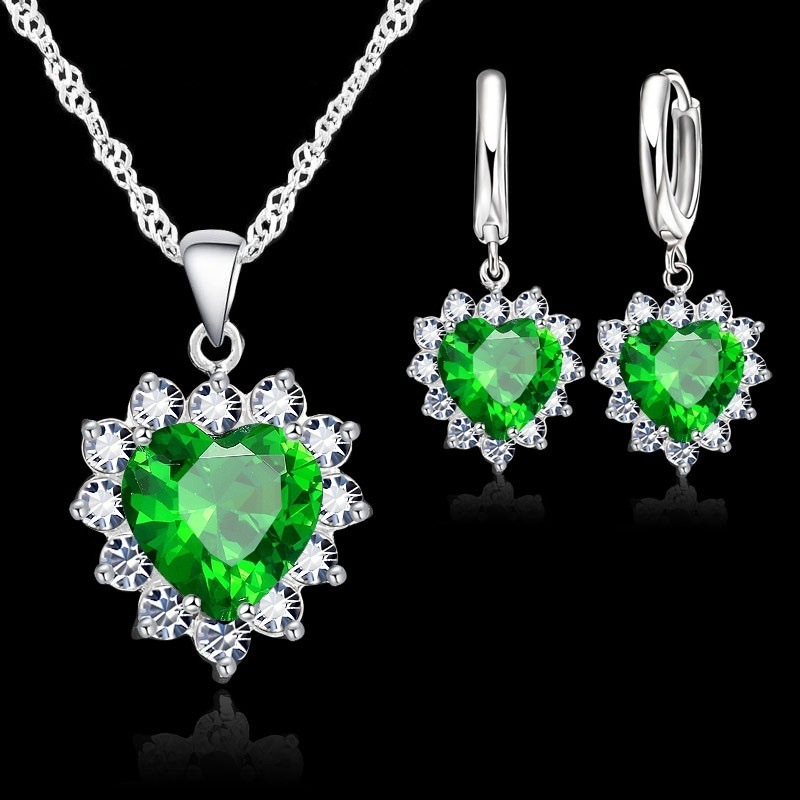 Heart-shaped earrings necklace jewelry set