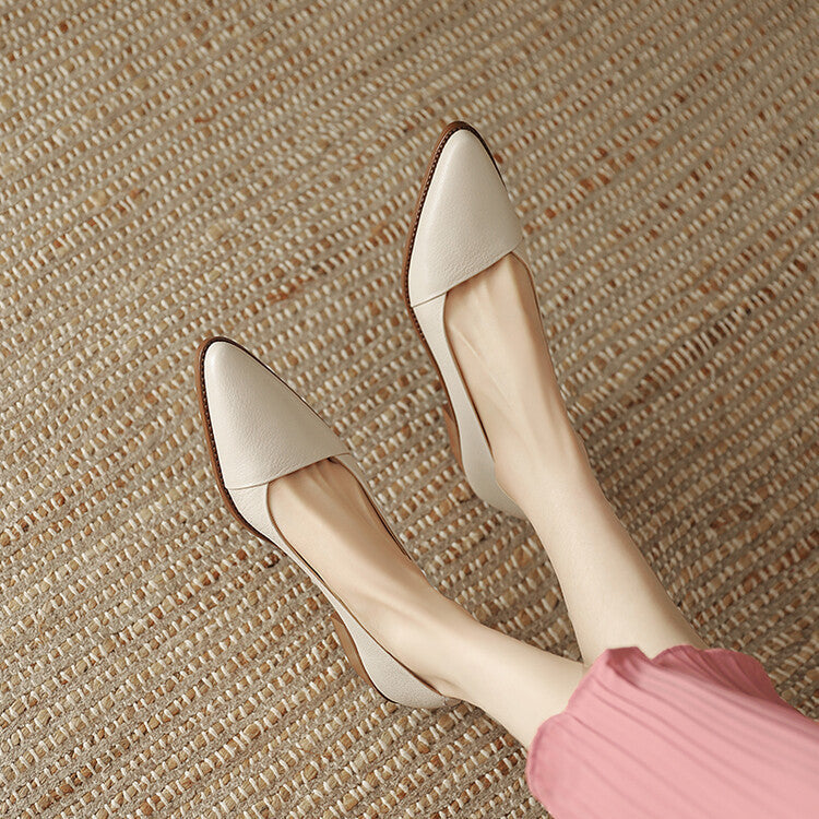 2023 Spring Women’s Low Heel Soft Leather Flats