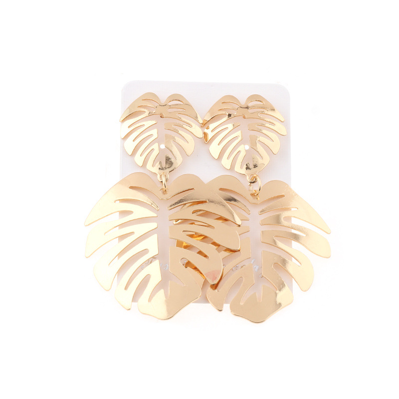 Large Metal Leaf Earrings