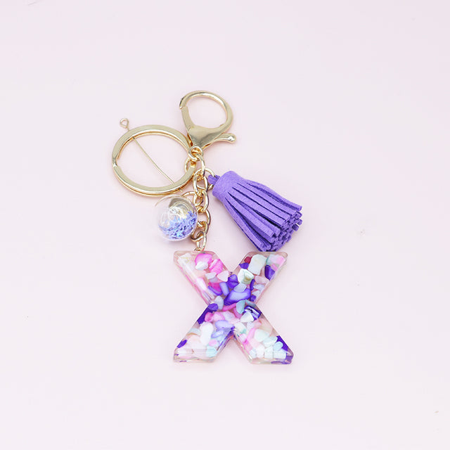 Fashion Tassel Keychains with A-Z Initials for Handbags