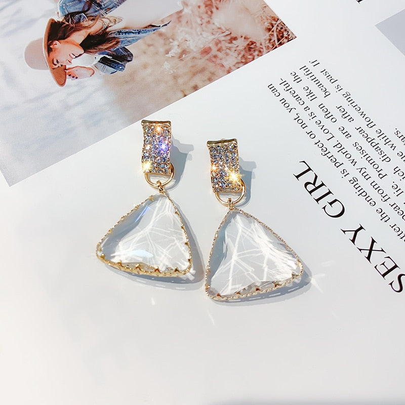 Geometric Triangle Crystal Earrings (Set of Earrings)