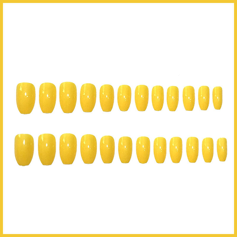 Lemon Yellow Ballet Fake Nails - Wearable Nail Tips