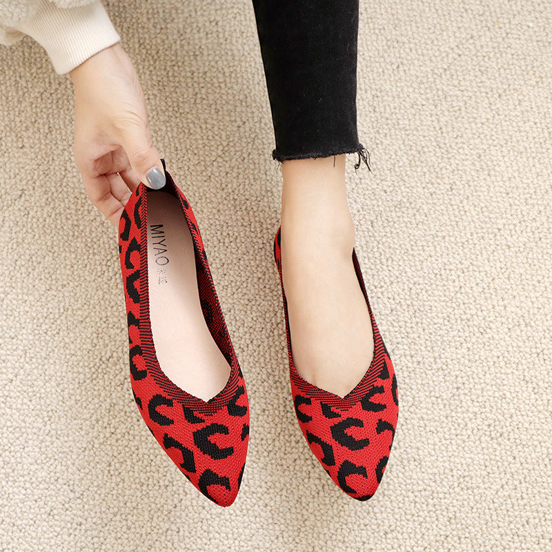 2022 Spring Women’s Woven Leopard Print Flat Shoes