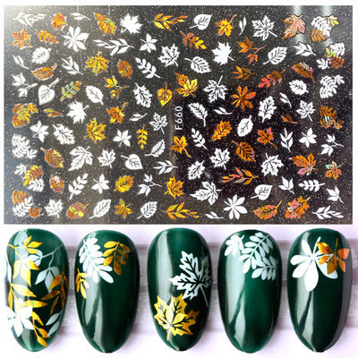 3D Maple Leaf Flamingo Beach Nail Art Stickers