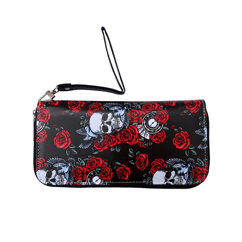 Colorful Skull Print Women's Long Clutch Wallet