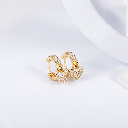 Fashion Heart-Shaped Earrings with Zirconia for Women