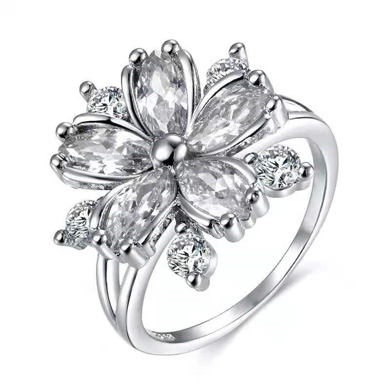 European-American Alloy Geometric Flower Ring Jewelry